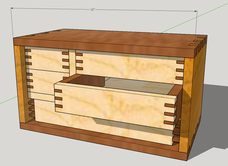 rendering of chest with drawer open and no dovetailing on bottom drawer