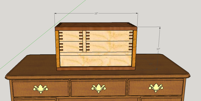 rendering of chest on desk